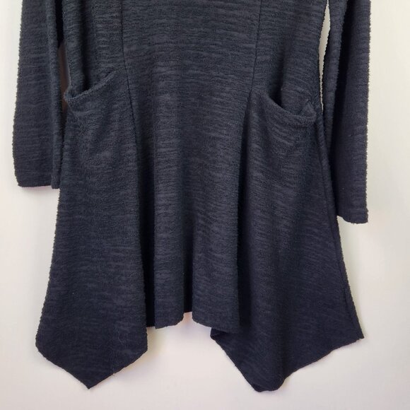 LUUKAA Textured Knit Tunic Dress Handkerchief Hem Pockets Lagenlook sz 12 - Picture 4 of 8